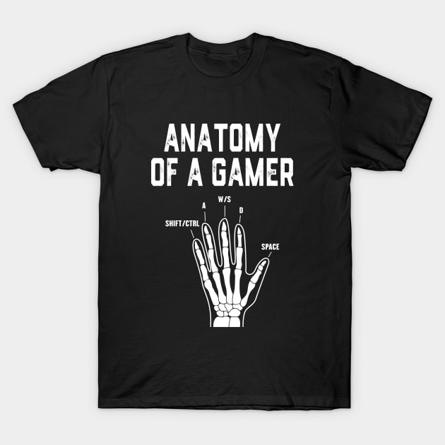 Anatomy of a Gamer Hand Skeleton T-Shirt by Crazyshirtgifts